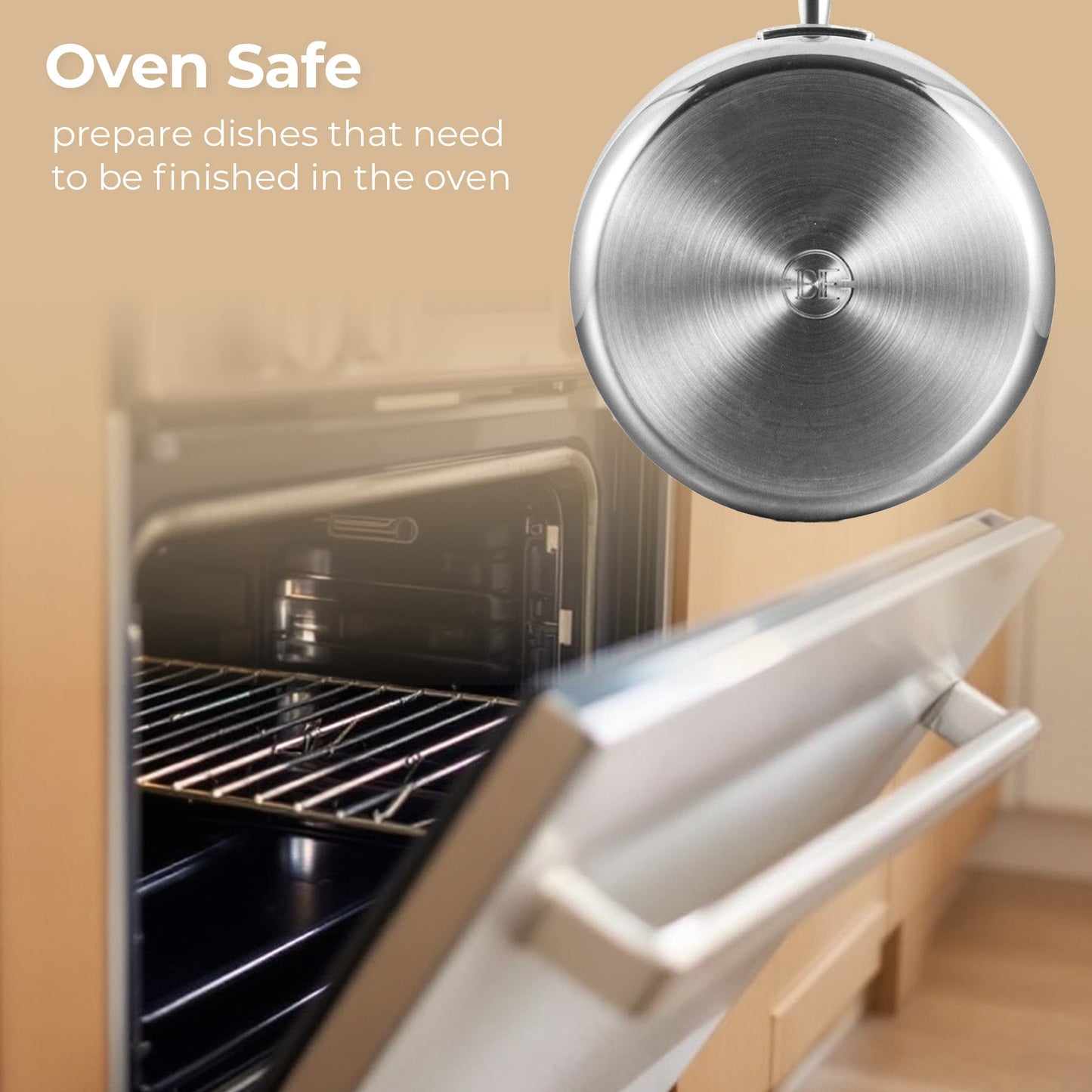 BE | LIVING - Essential Series - 3 qt  / 9.5" / 24 cm Saute Pan with lid - Triply Stainless Steel