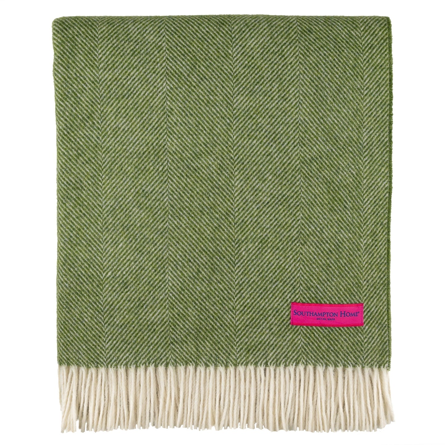 Southampton Home Shetland Lambswool Herringbone Throw – Evergreen