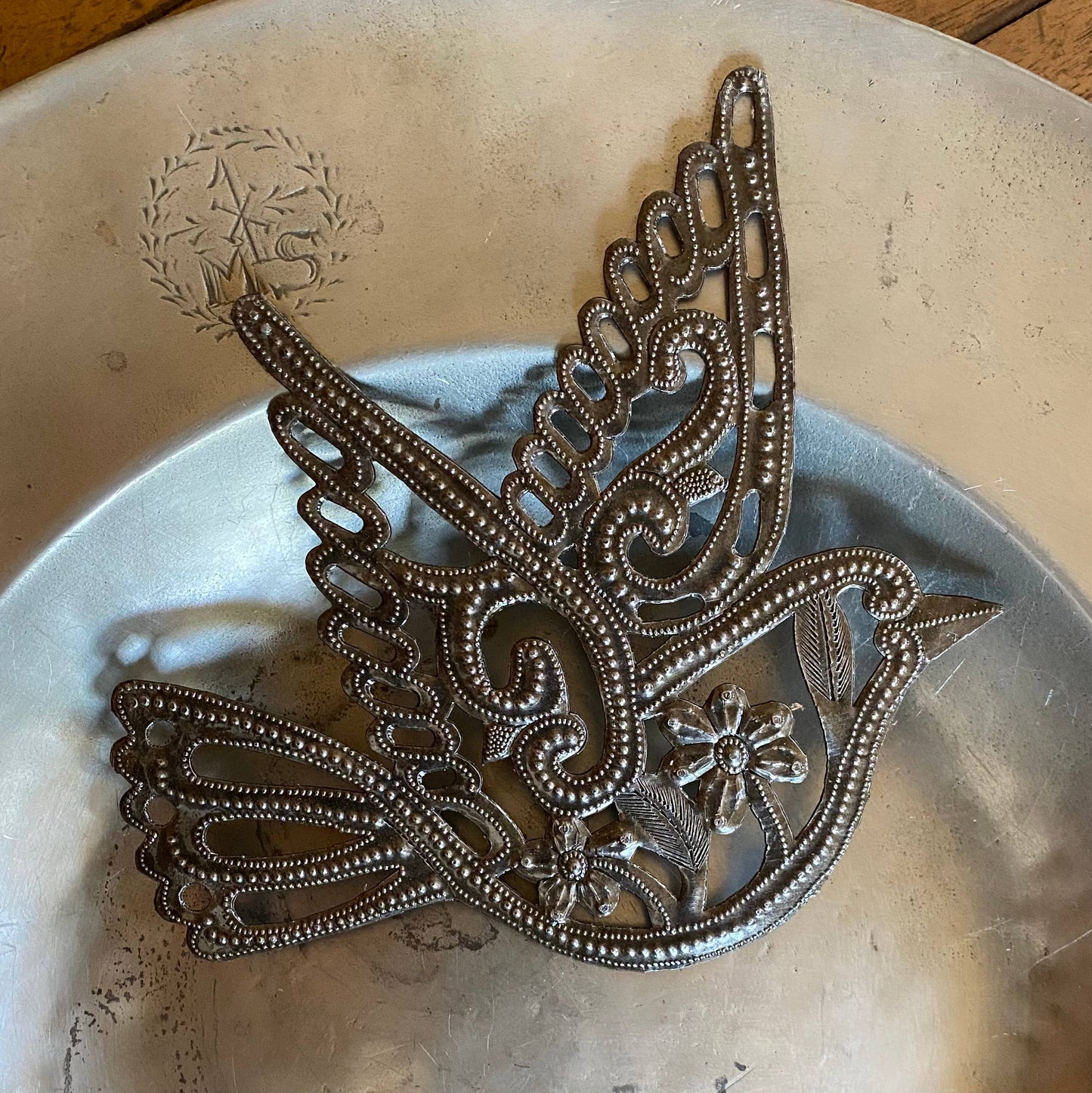 Hand Cut Dove of Peace, Fair Trade Haitian Metal Art 7"x6.5" Decorative Ornamental Bird (Copy)
