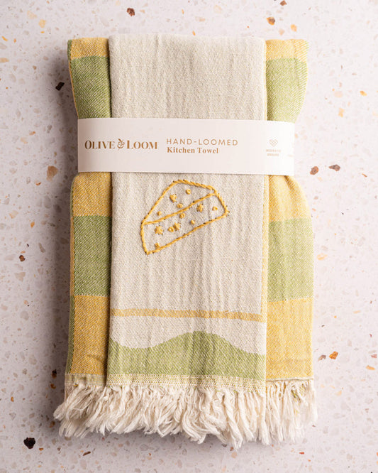 Cheese Hand-Stitched Towel Set