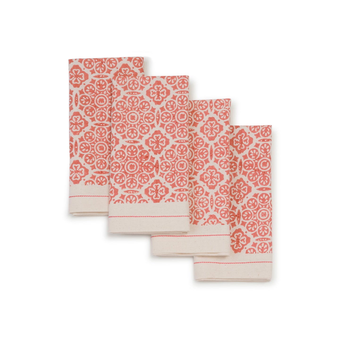 Hand Block Printed Cotton Napkins, Set of 4 | 18″×18″ | Fair Trade | Embellish