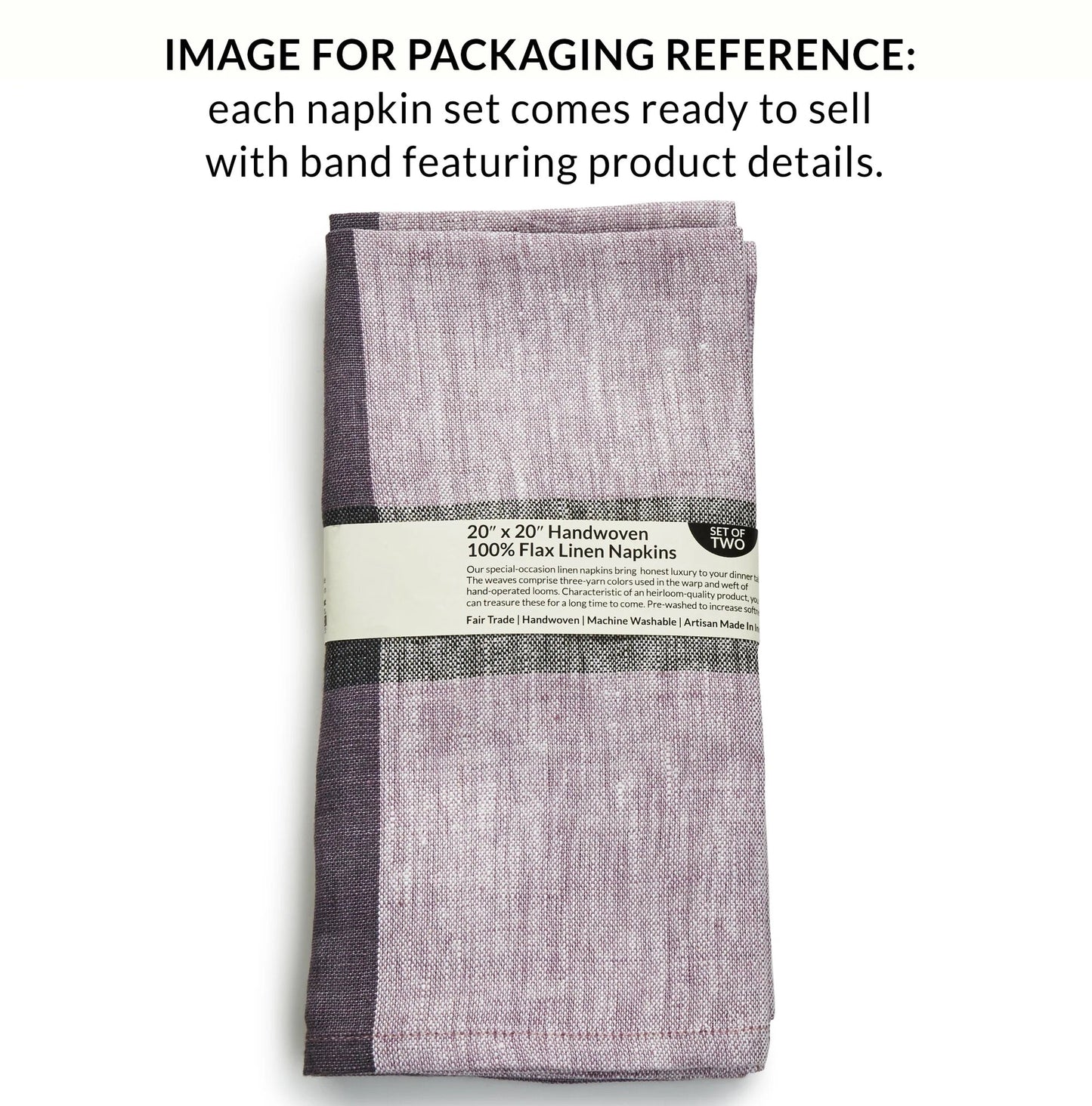 Handwoven Flax Linen Napkins, Set of 2 | 20" × 20" | Fair Trade | Flaxline