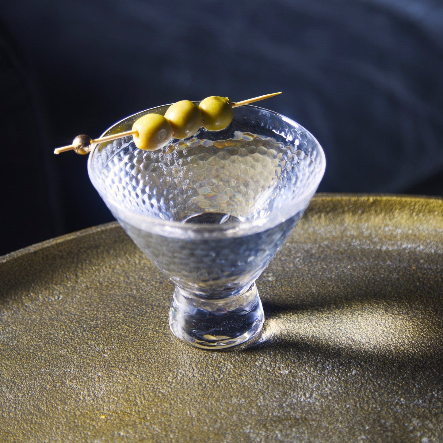 Clear Hammered Cocktail Martini Glasses