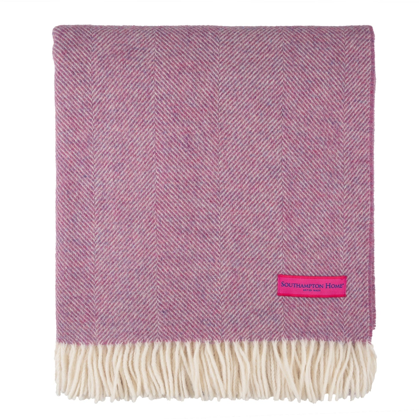 Southampton Home Shetland Lambswool Herringbone Throw – Petal Pink