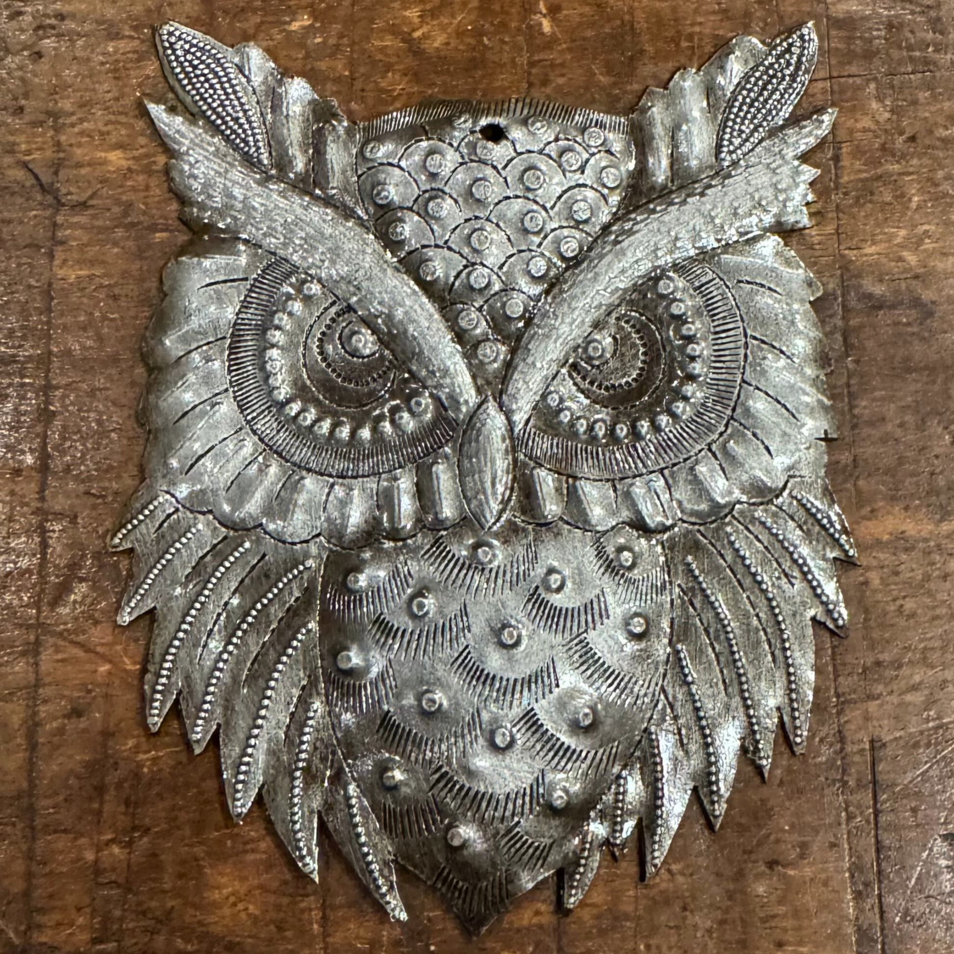Handmade Mini Metal Owls from Haiti Fair Trade Gift 4"x5.25"