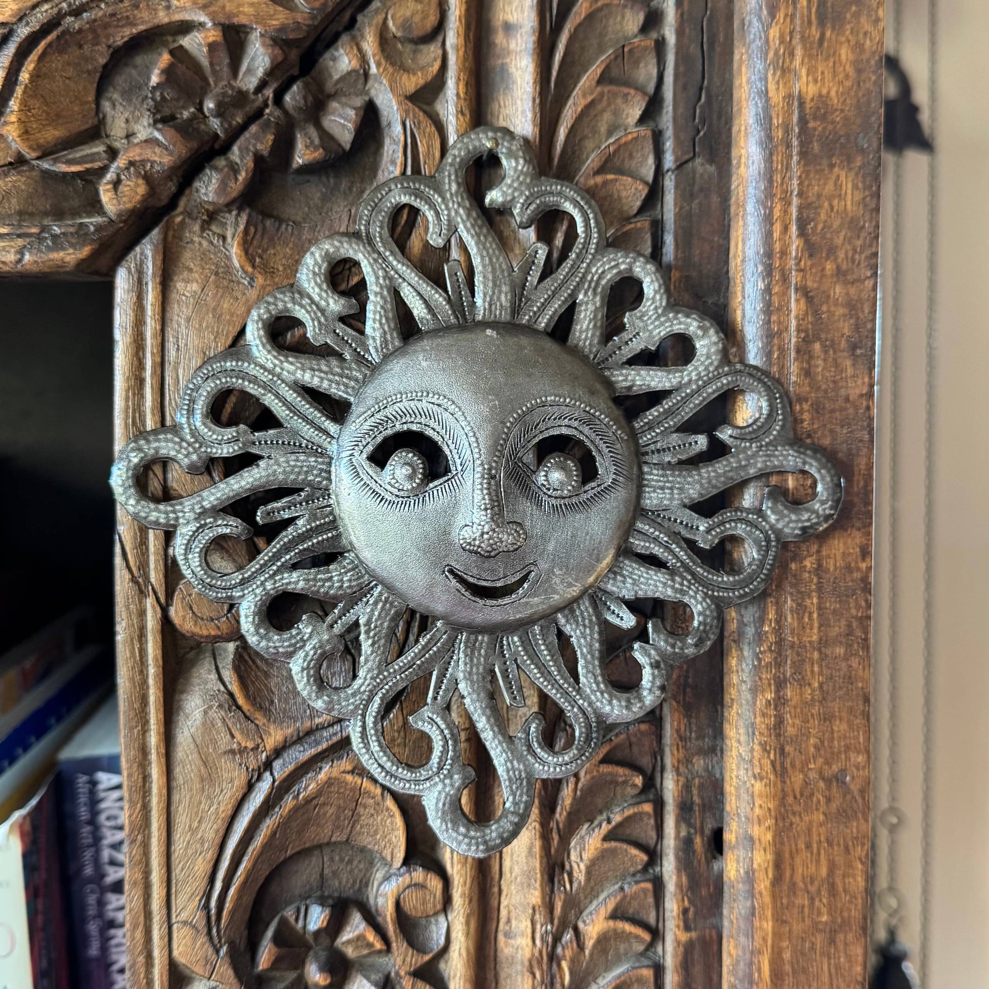 Decorative Ray of Sunshine, Mini Sunface, Metal Decor, 7"