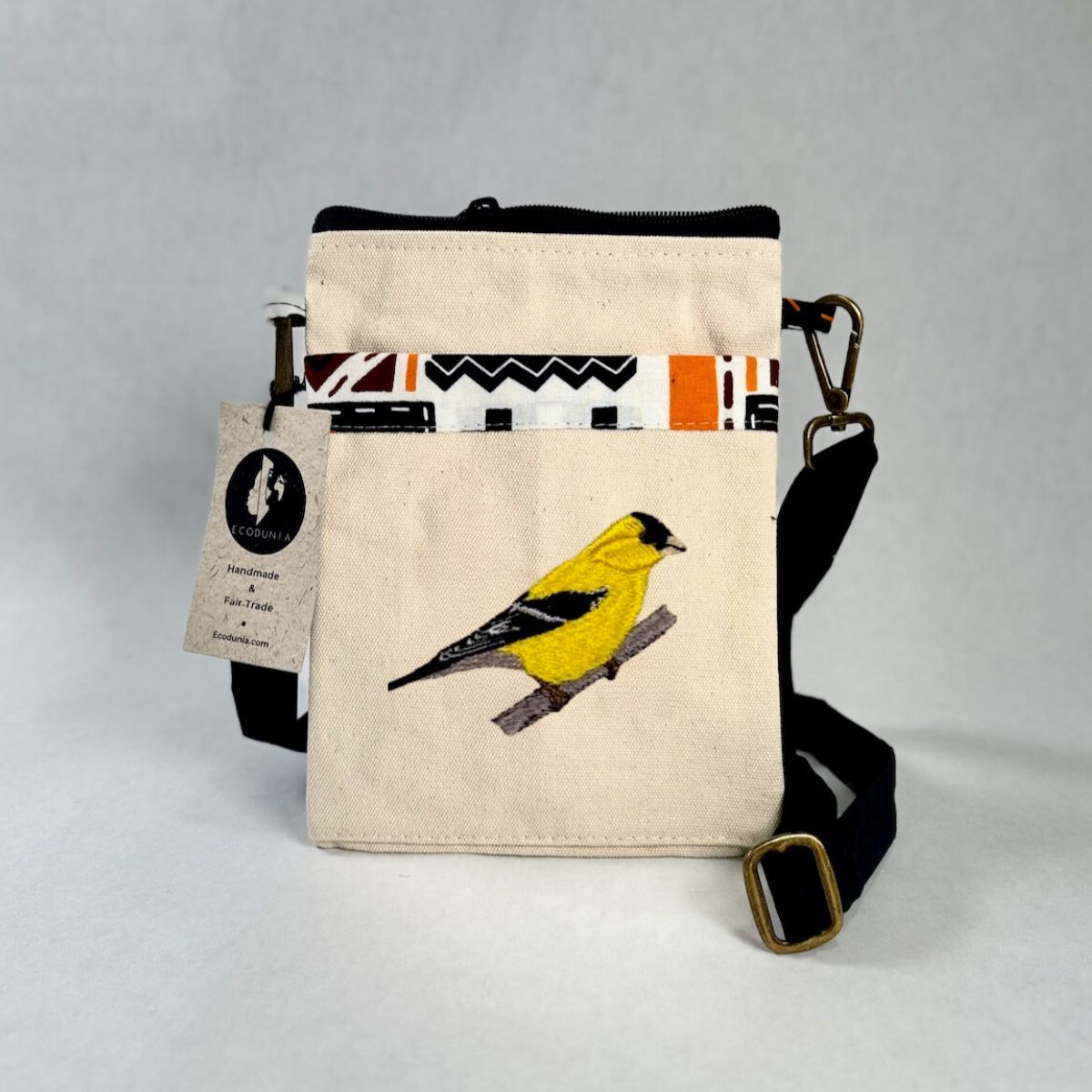 Goldfinch Embroidered Canvas Crossbody Bag | Essentials