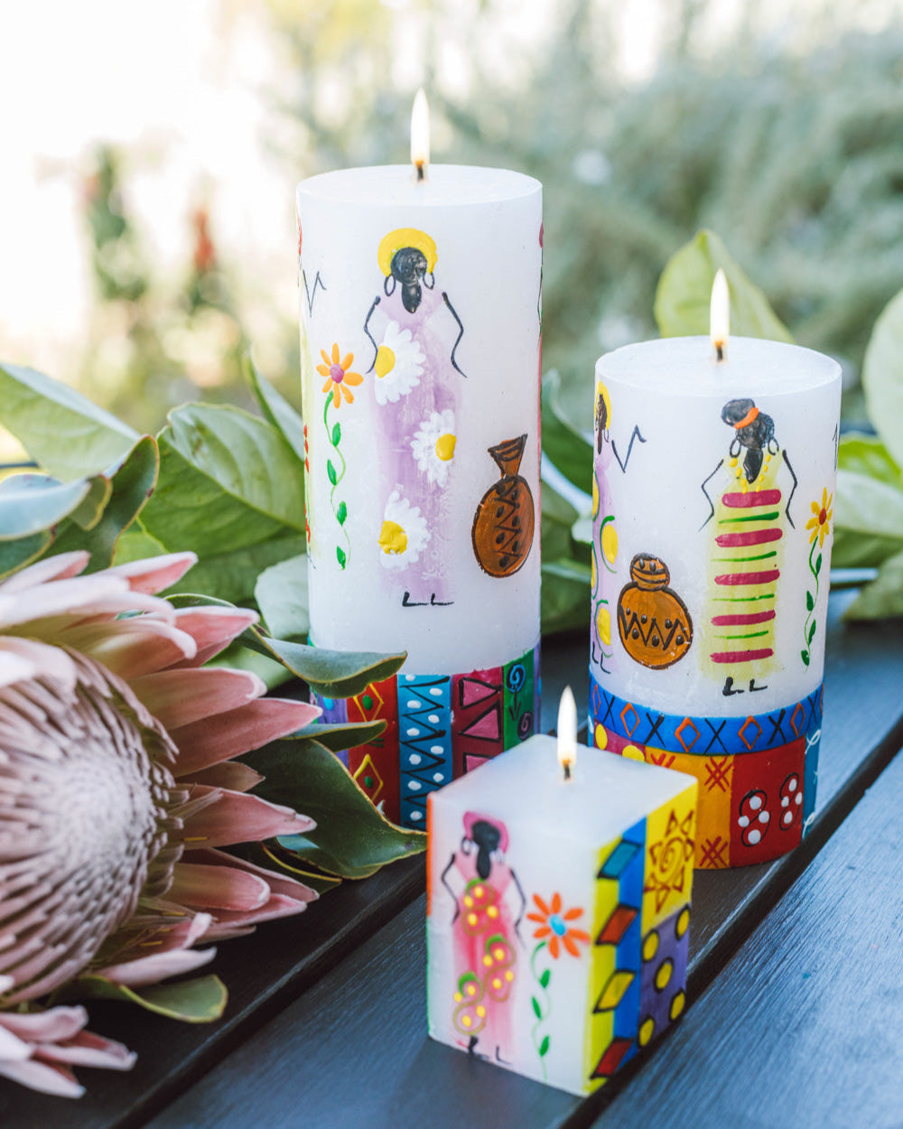 African Ladies Painted Candles