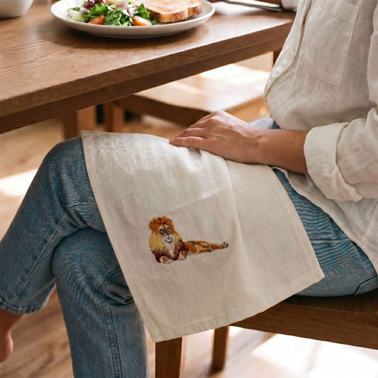 African Wildlife Embroidered Cotton Napkins - Handmade #animals_lion