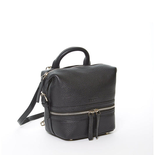 SUSU Black Leather Backpack Purse for Women Convertible Crossbody Bag Medium Size with Front and Back Pockets