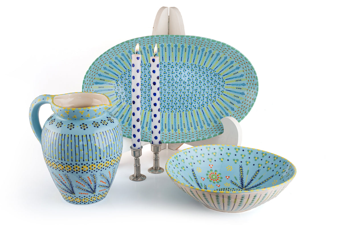 Large Ceramic Serving Bowls - Baby Blue