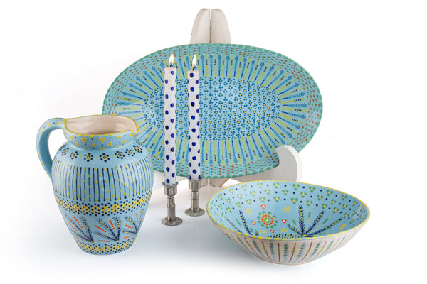 Large Ceramic Serving Bowls - Baby Blue