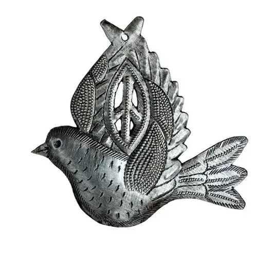Dove of Peace, Handmade Christmas Ornament, Fair Trade 4"x4"