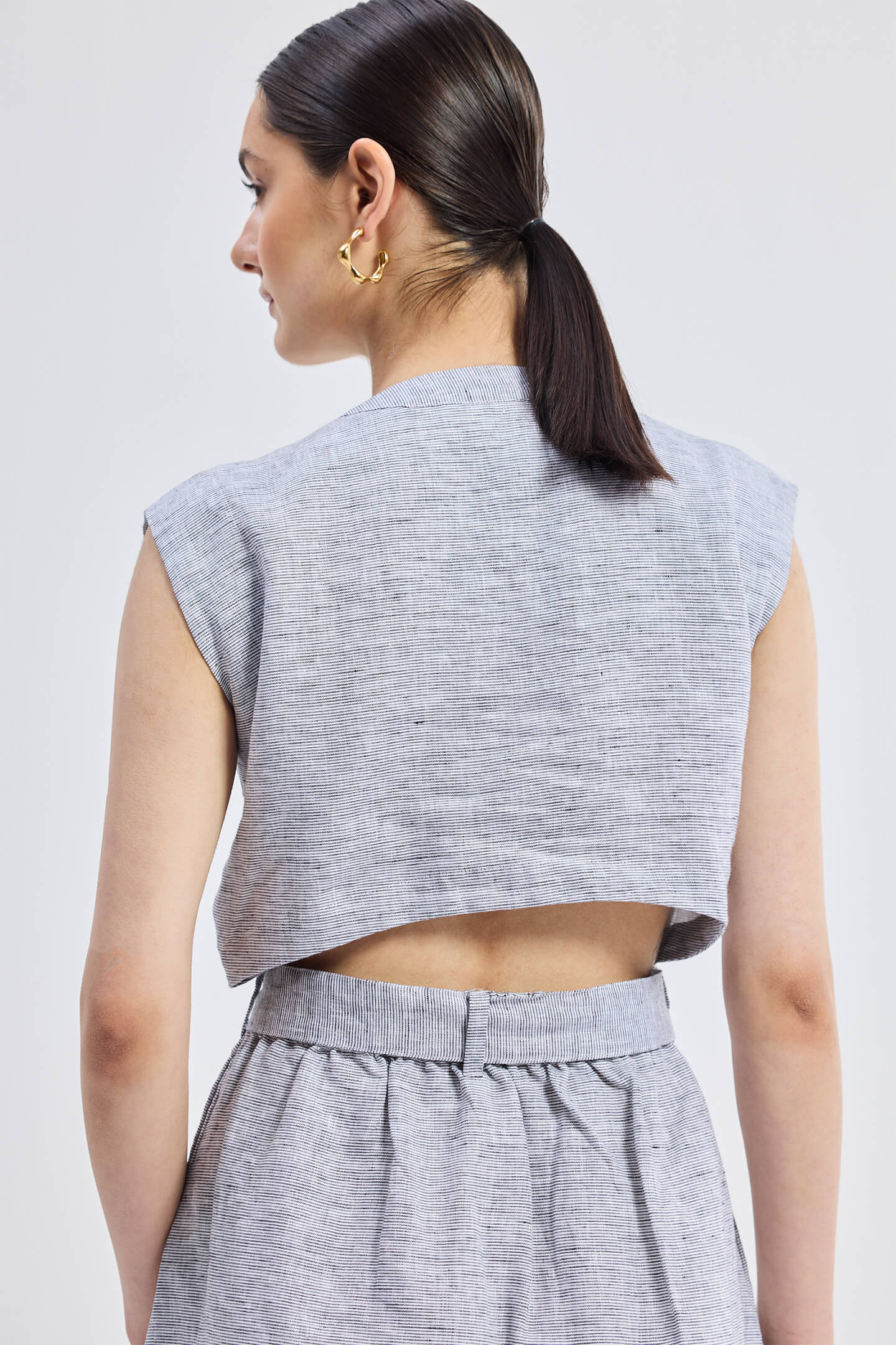 Back Cut Out Linen Dress Back