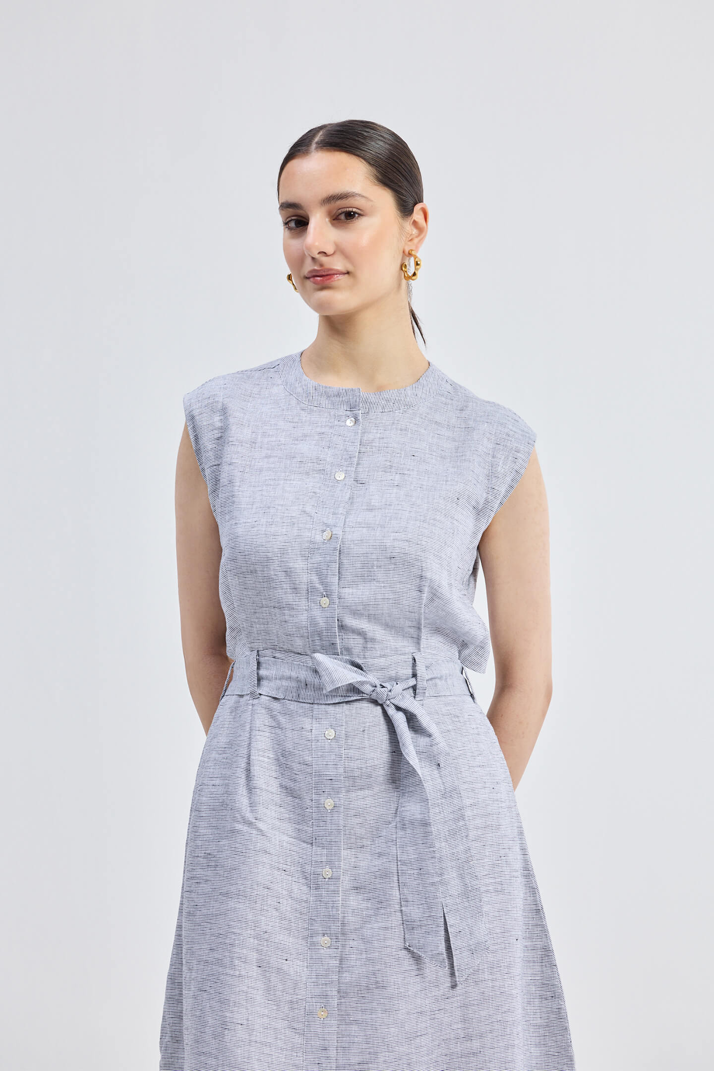 Back Cut Out Linen Dress Closeup