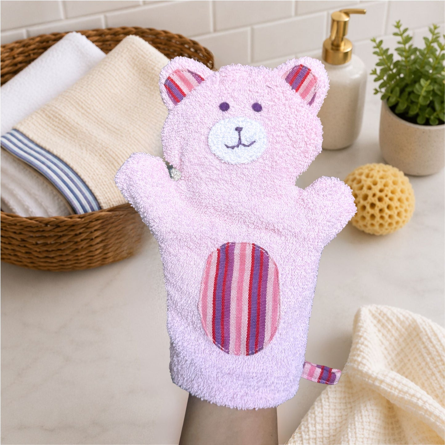 Bear Puppet Washcloth - Oakley the Bear