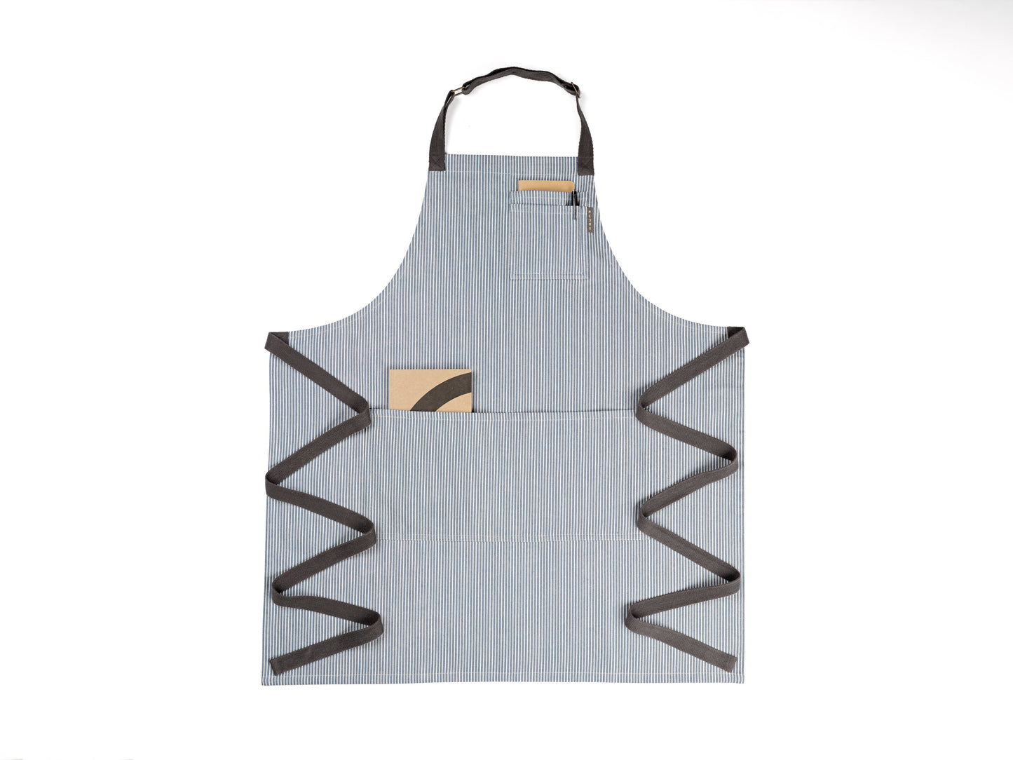 Bib Apron with Pockets - Pinstriped