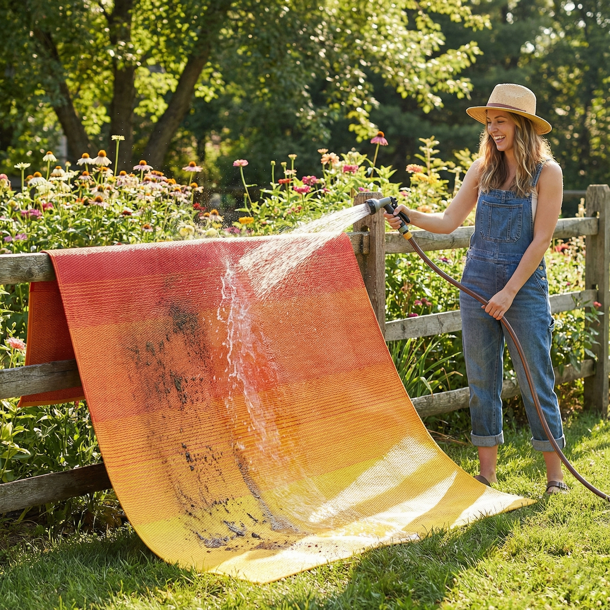 Big Sur - Sunset Striped Outdoor Rug for Patio