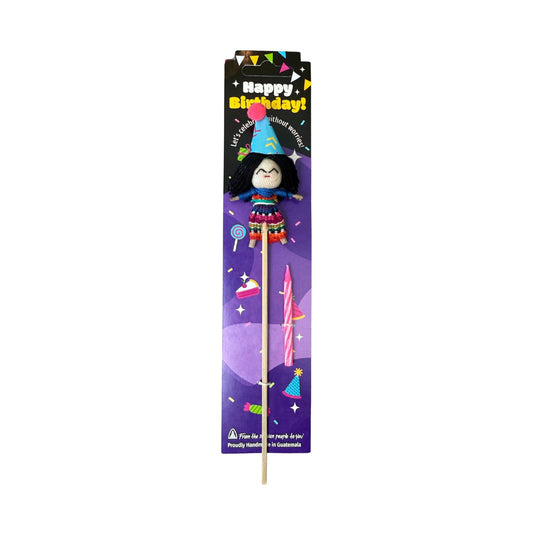 Birthday Worry Doll Cake Topper with Candle