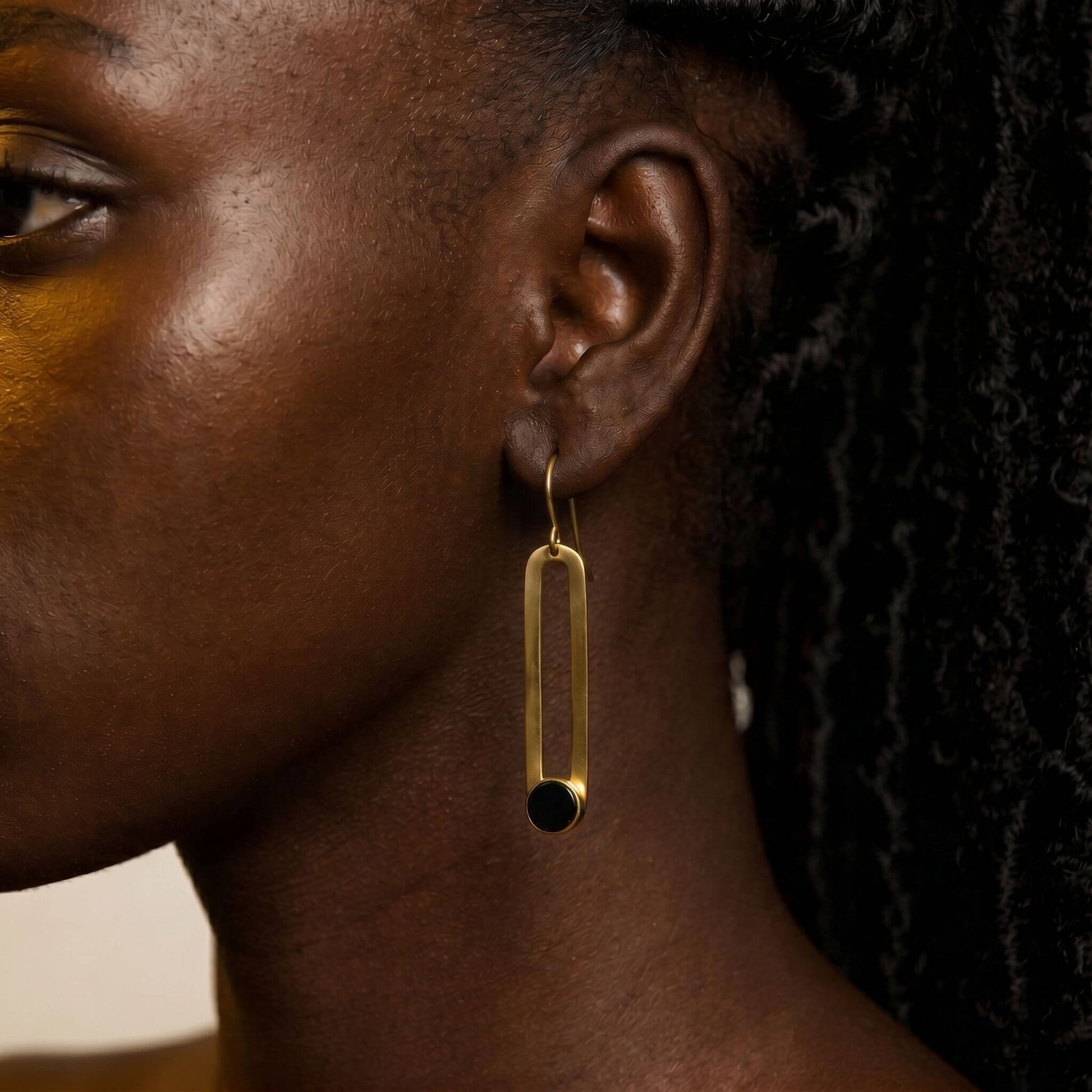 Brass and Horn Drop Hoop Earrings | Lila Ecodunia #color_white