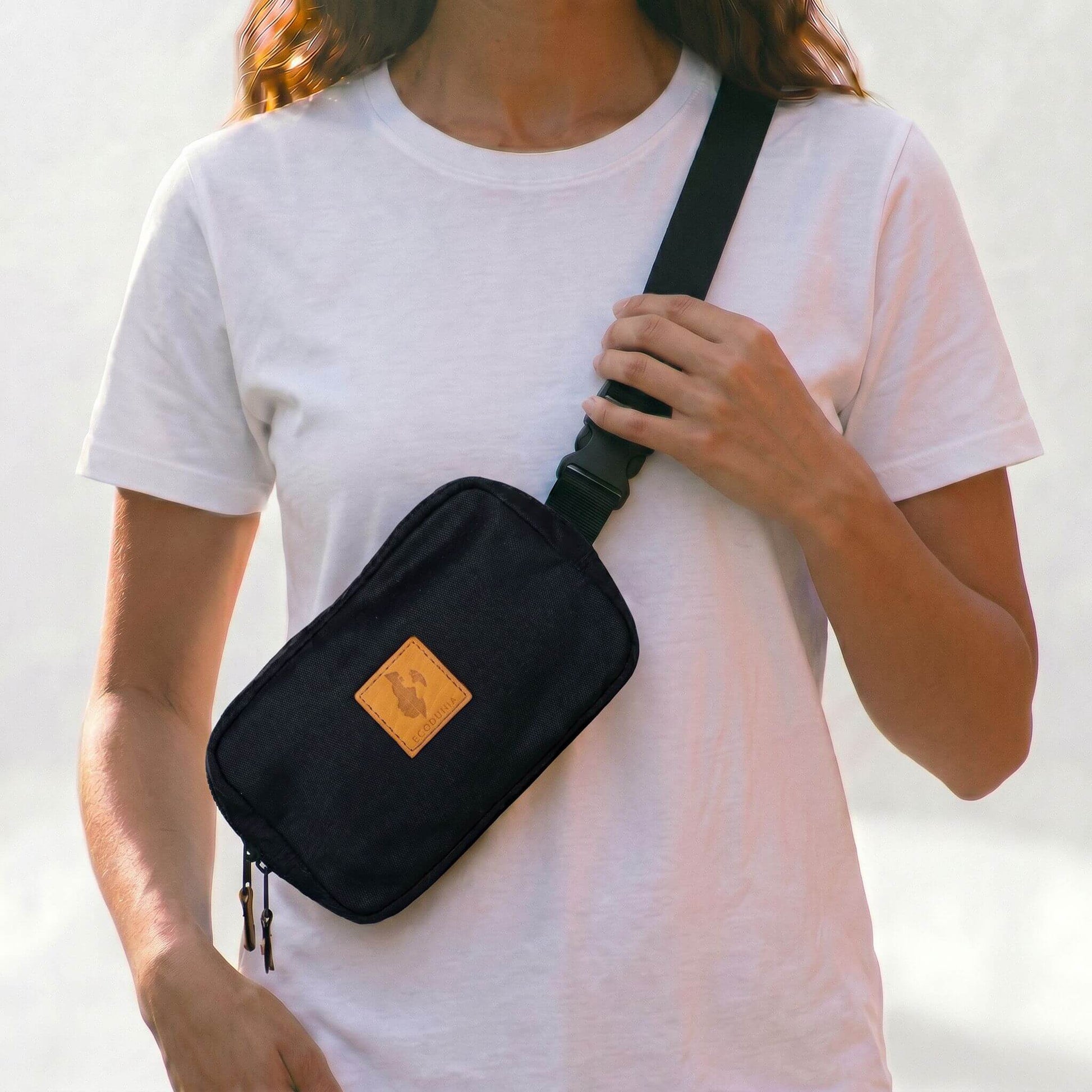 Canvas Crossbody Belt Bag Pouch, The Everywhere Belt Bag #color_black
