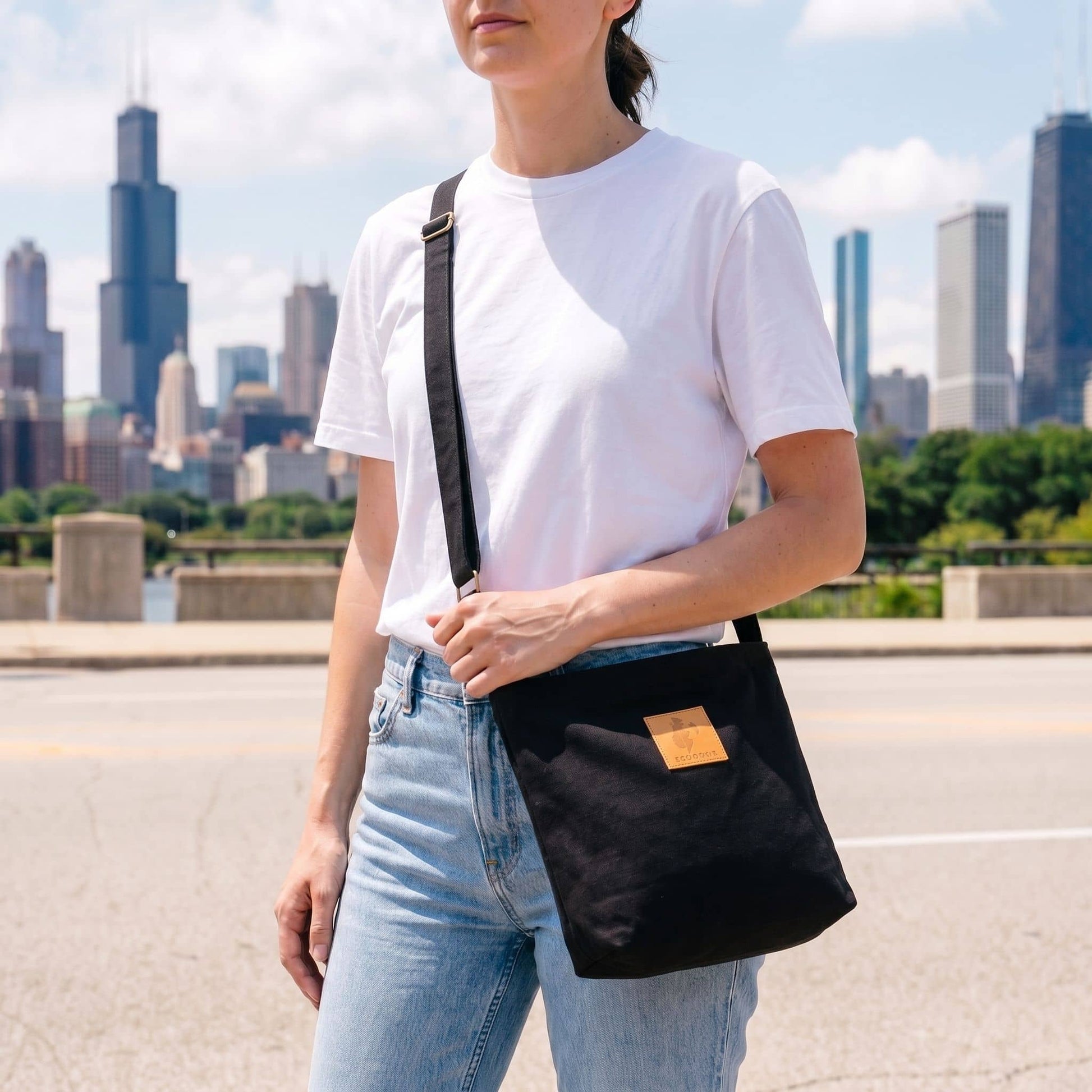 Canvas Mini Crossbody Bag for Men & Women | Amani #color_black