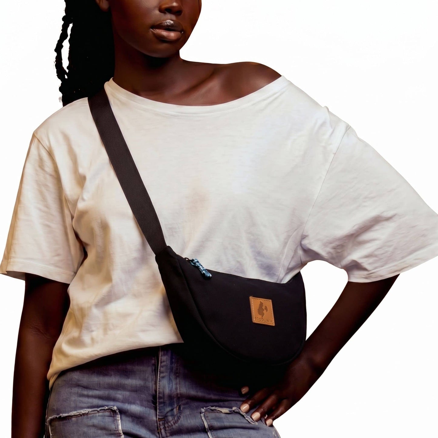 Canvas Forest Green Round Mini Shoulder Bag #color_black