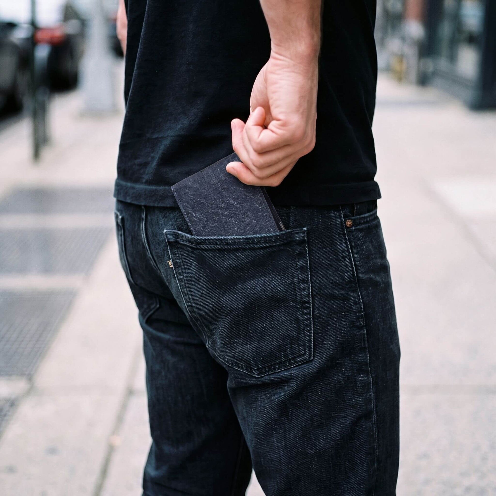 Genuine Slim Fish Wallets - Bifold Fish Leather Wallet #color_black