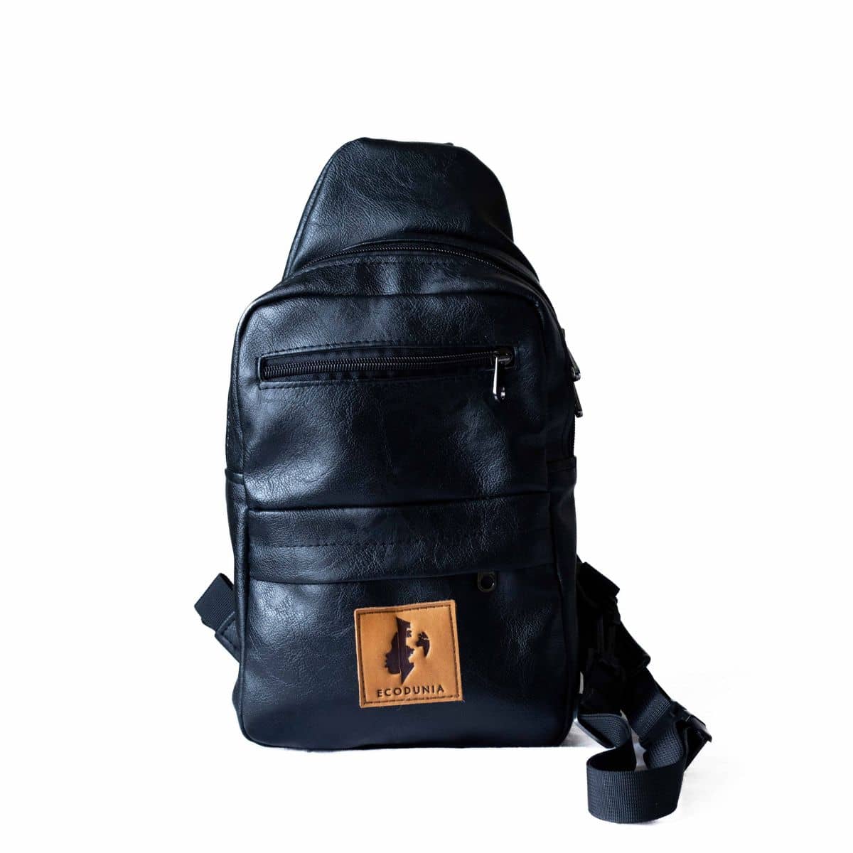 Umoja black vegan leather large crossbody sling bag #color_black