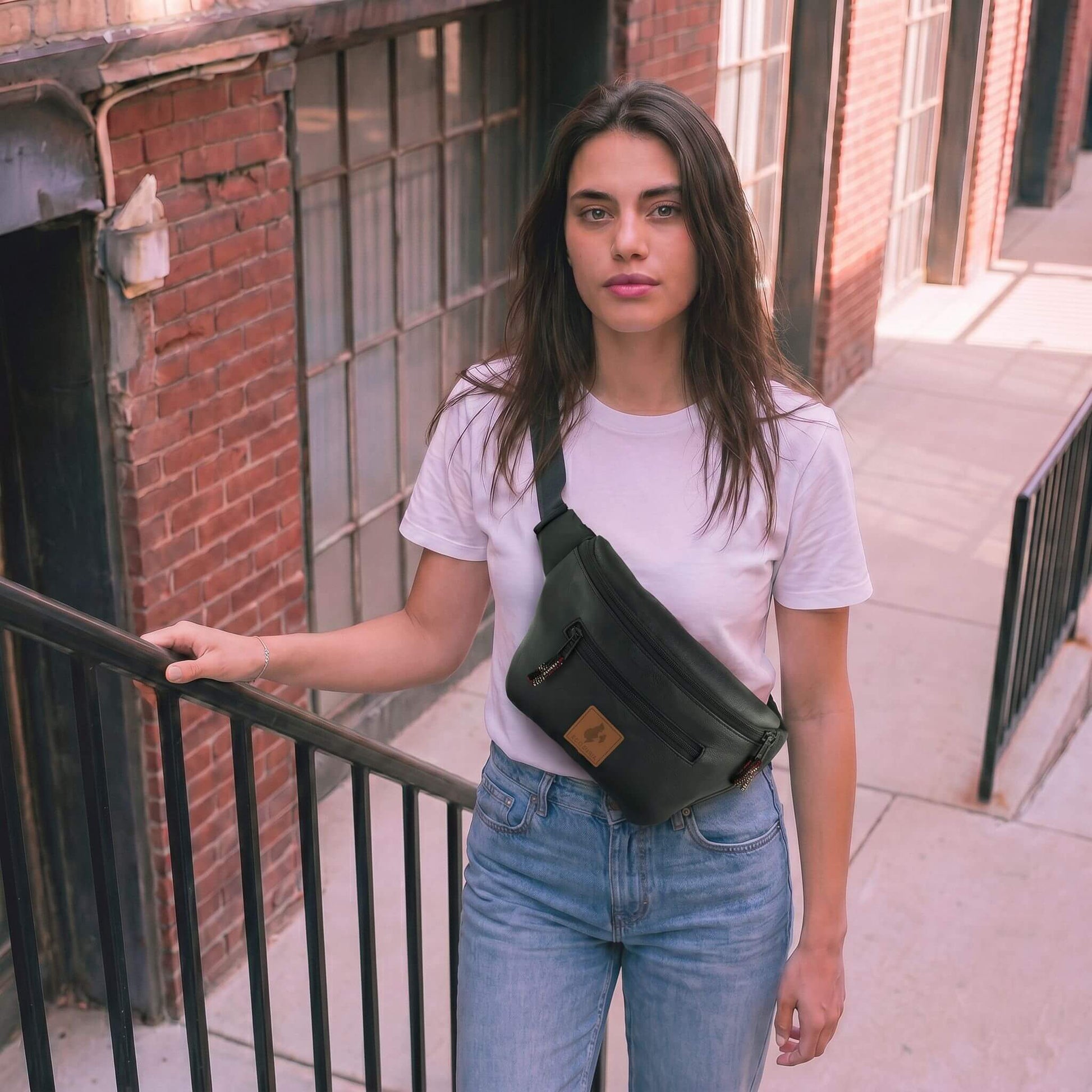 Black Vegan Crossbody Fanny Pack #color_black