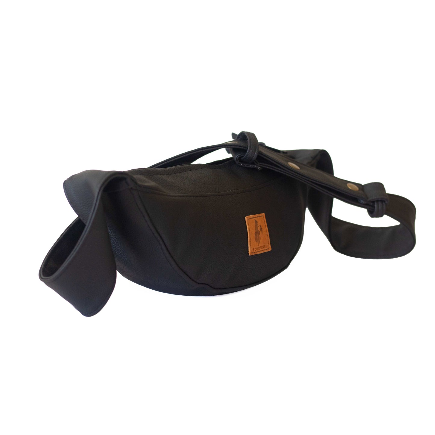 Half Moon Vegan Leather Crossbody Bag #color_black
