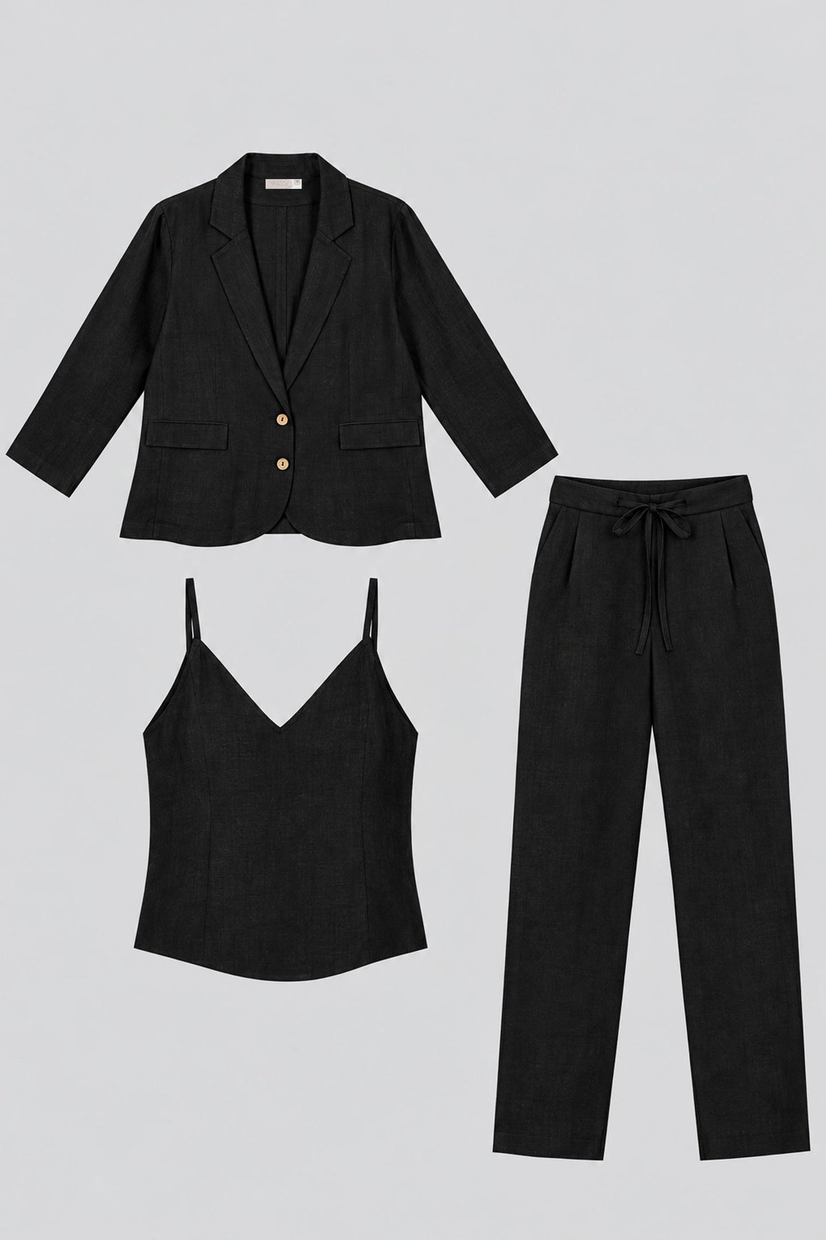 Hemp Three Piece Set in Black