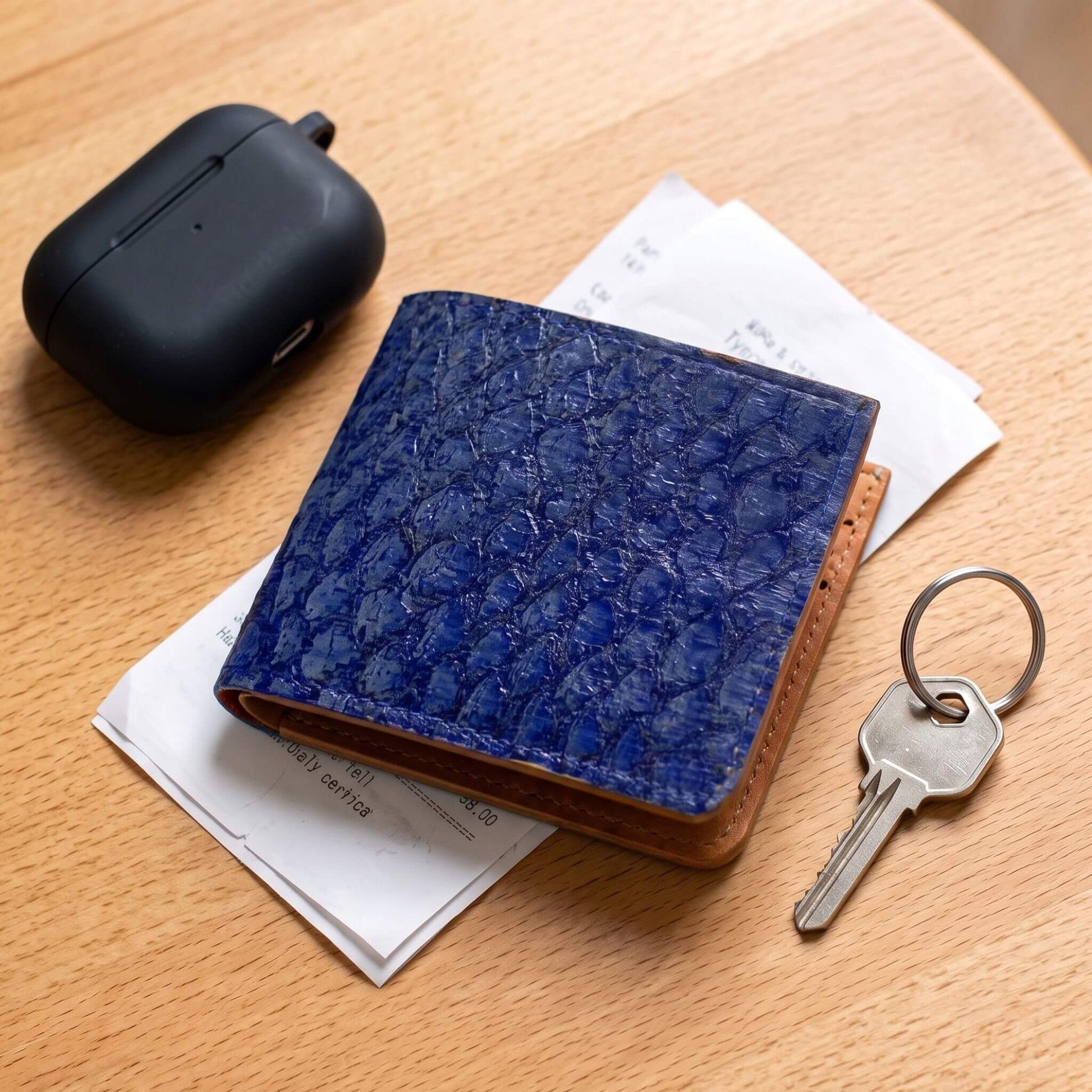 Genuine Slim Fish Wallets - Bifold Fish Leather Wallet #color_blue