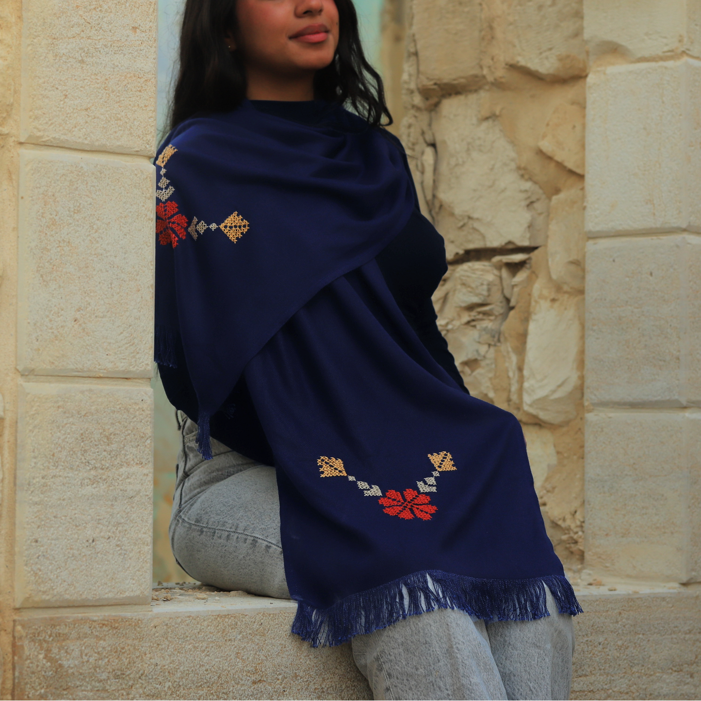 Tatreez Scarf - Blue