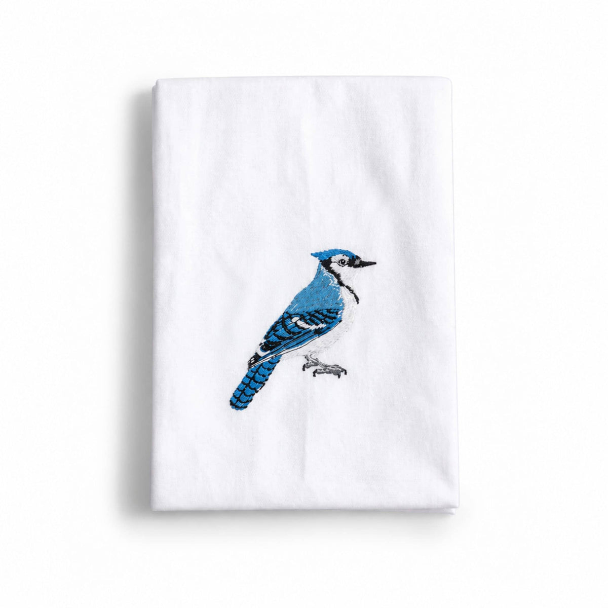Blue Jay Embroidered Cotton Cloth Napkins, Handmade Set #birds_blue-jay
