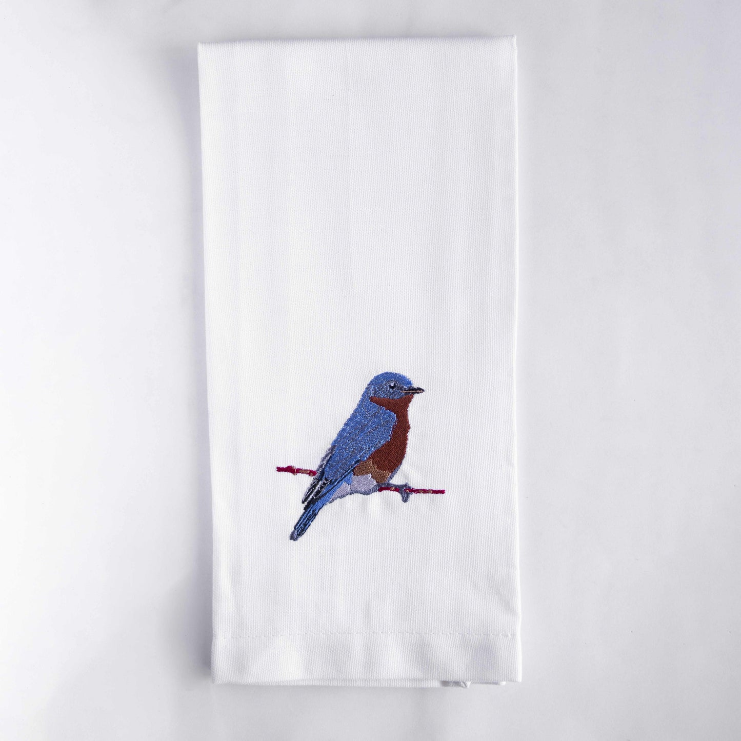 Blue Bird embroidered cotton kitchen tea towel #birds_blue-bird