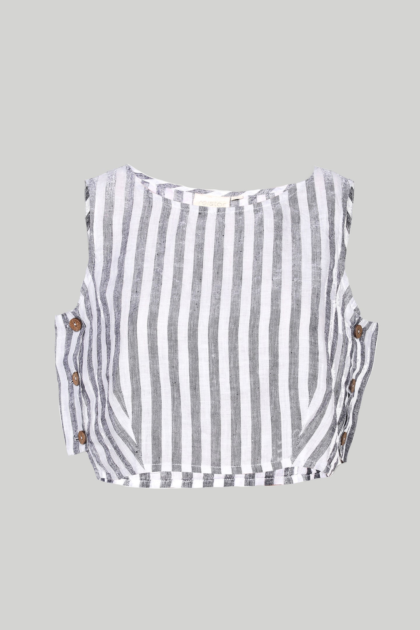 Boxy Crop Top in Linen Stripes