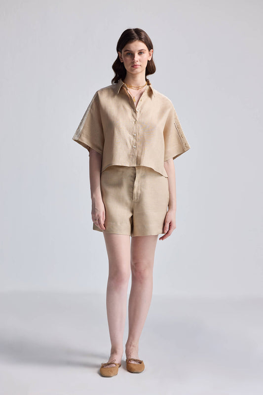 Boxy Shirt with Lace Front