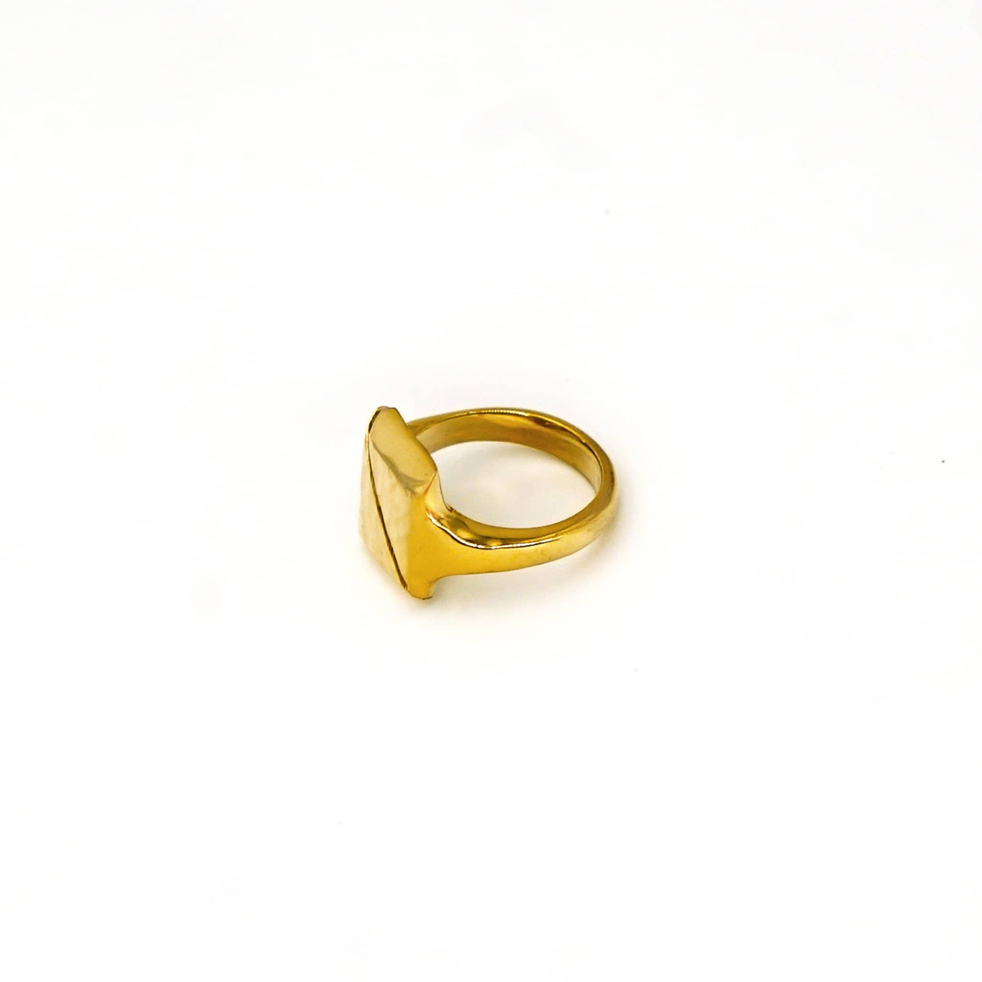 Hammered Open Brass Signet Ring for Men & Women | Athi Ecodunia
