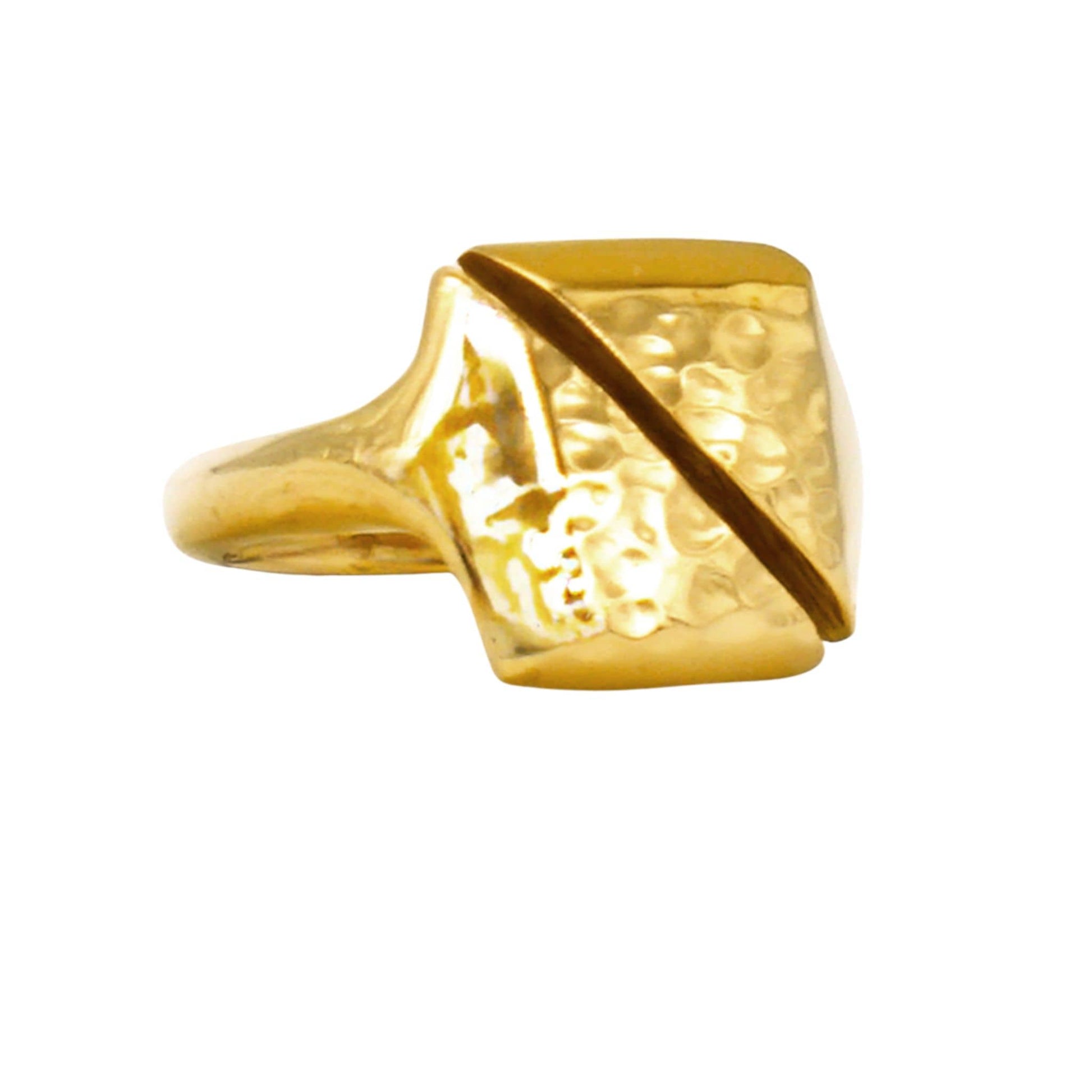 Hammered Open Brass Signet Ring for Men & Women | Athi Ecodunia