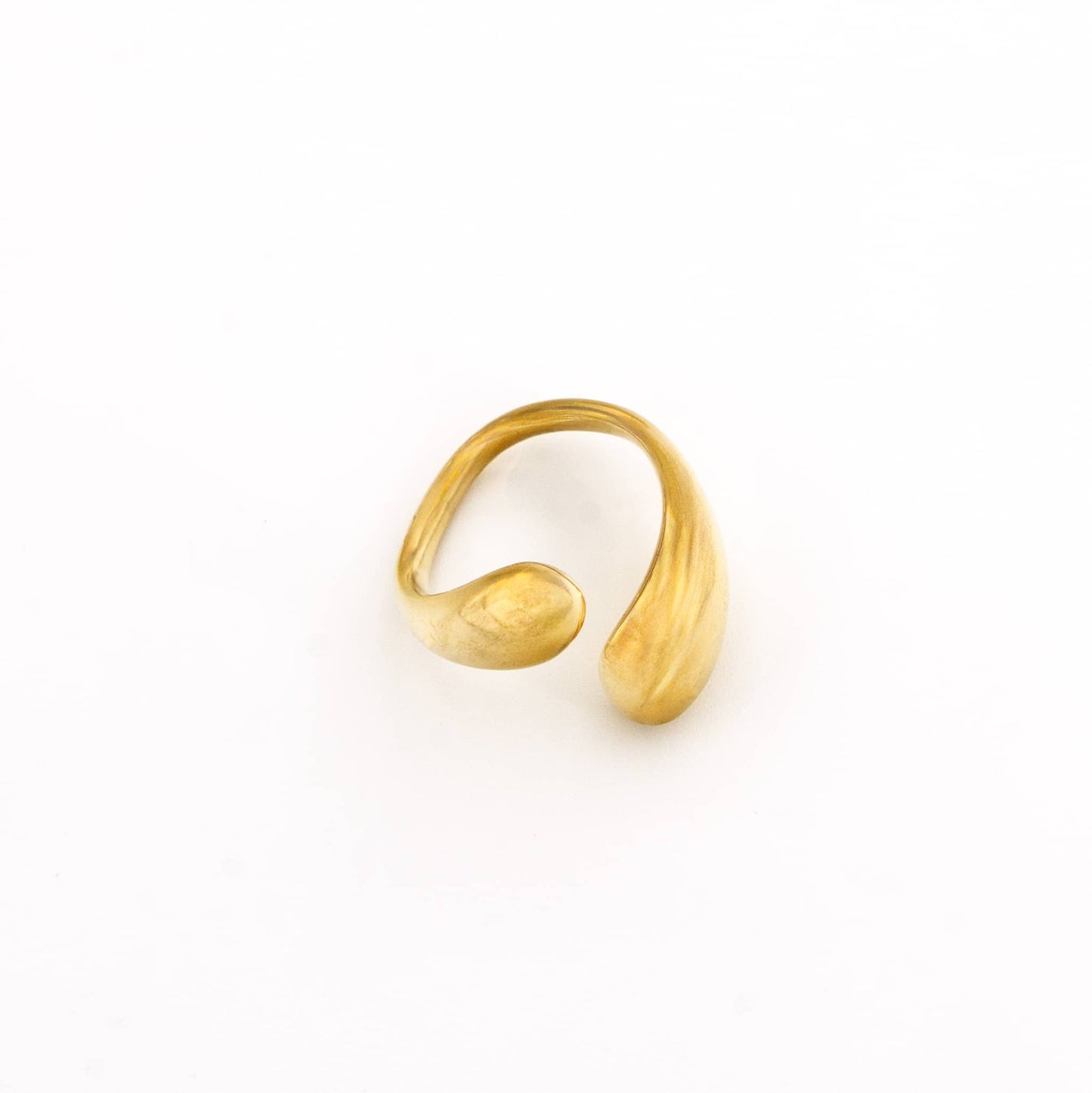 Sana adjustable brass teardrop wrap ring with open ends — Ecodunia