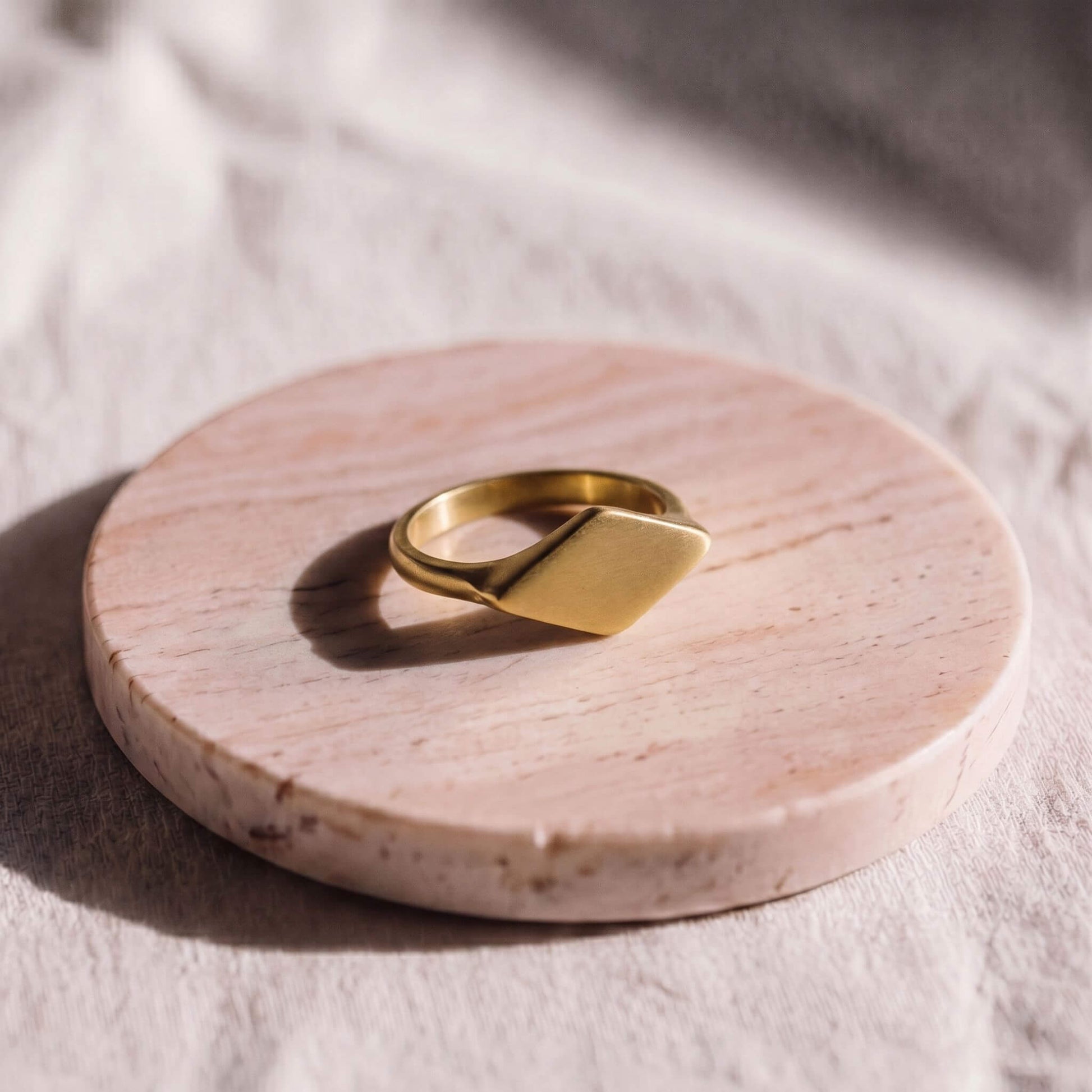 Brass Diamond Signet-Style Ring | Kata Ecodunia