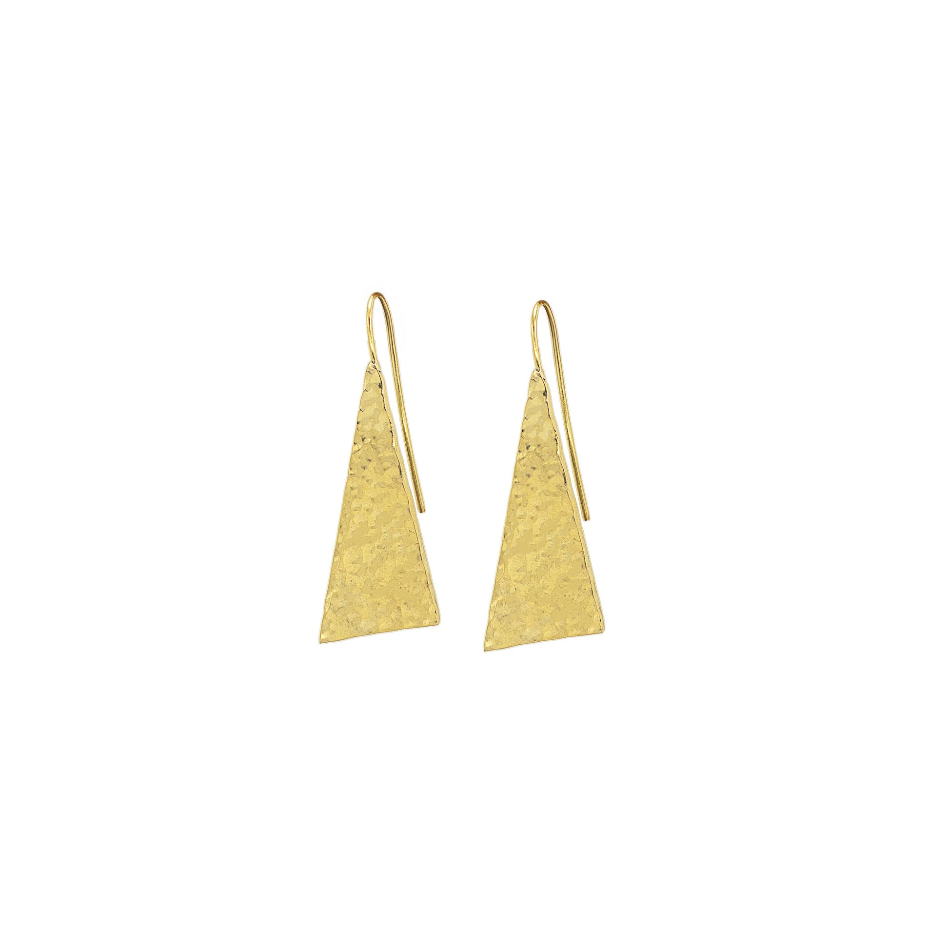 Ziwa solid triangle brass drop earrings flat lay — Ecodunia