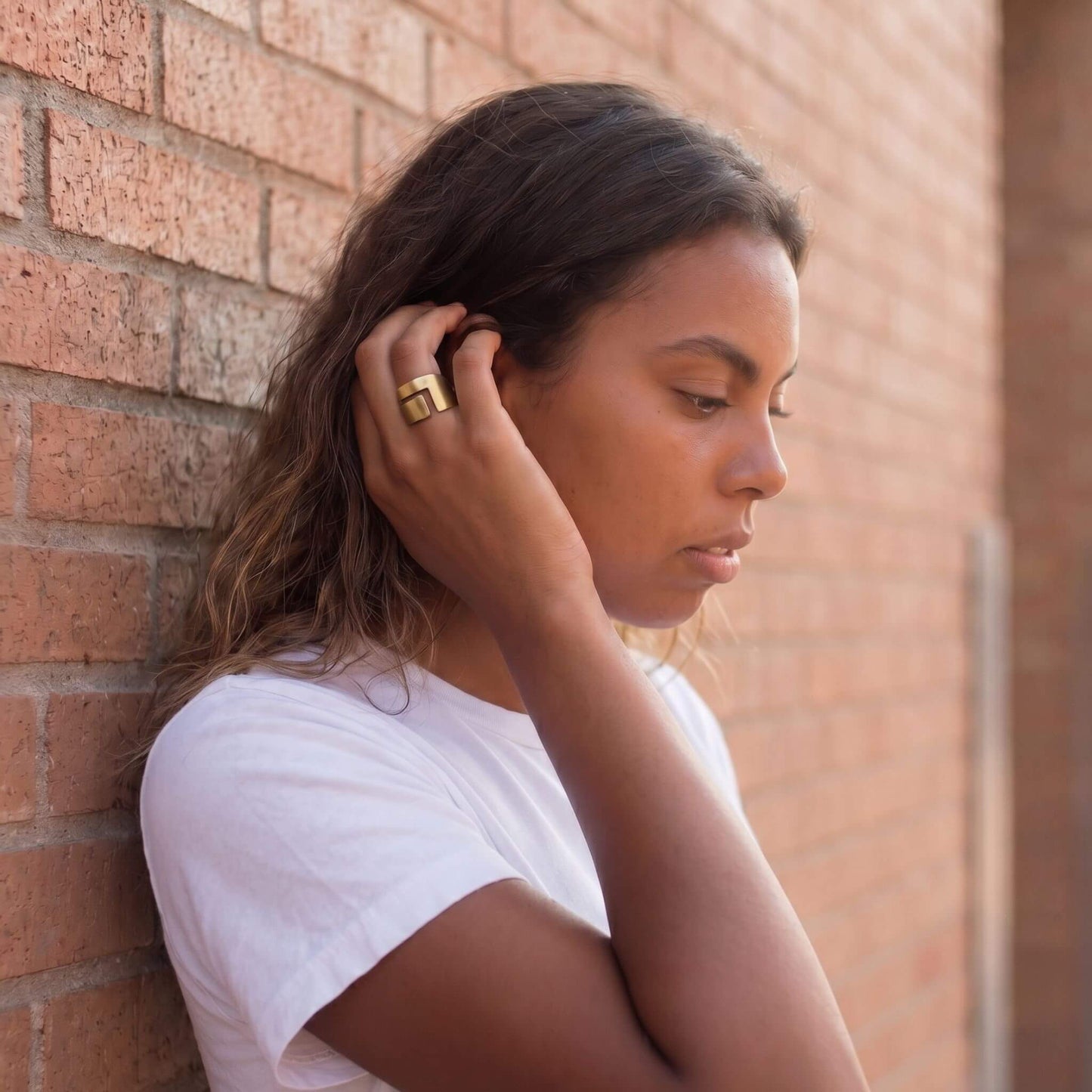 Geometric Cuff Band Brass Ring | Jinja Ecodunia