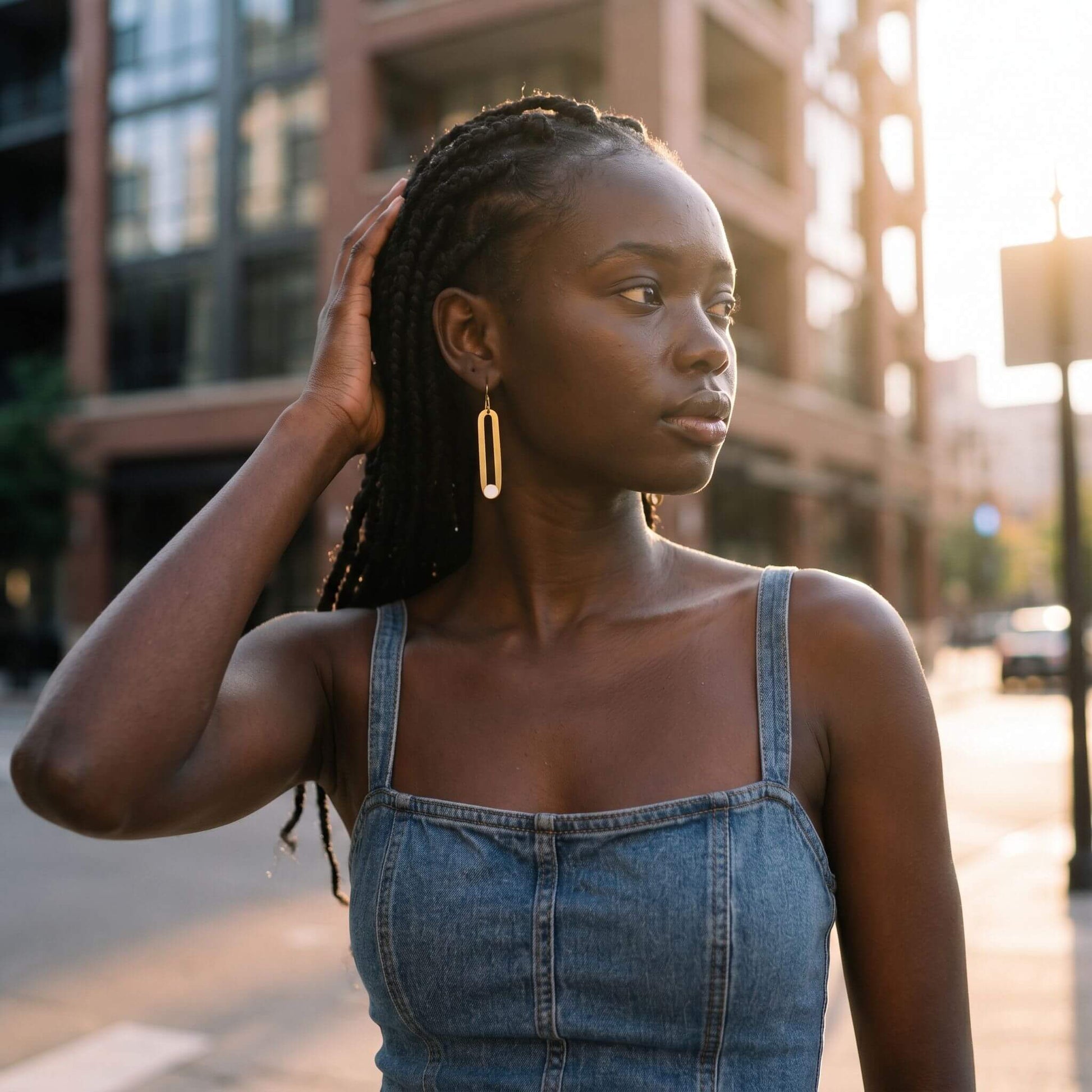 Brass & Horn Drop Hoop Earrings | Lila Ecodunia #color_white