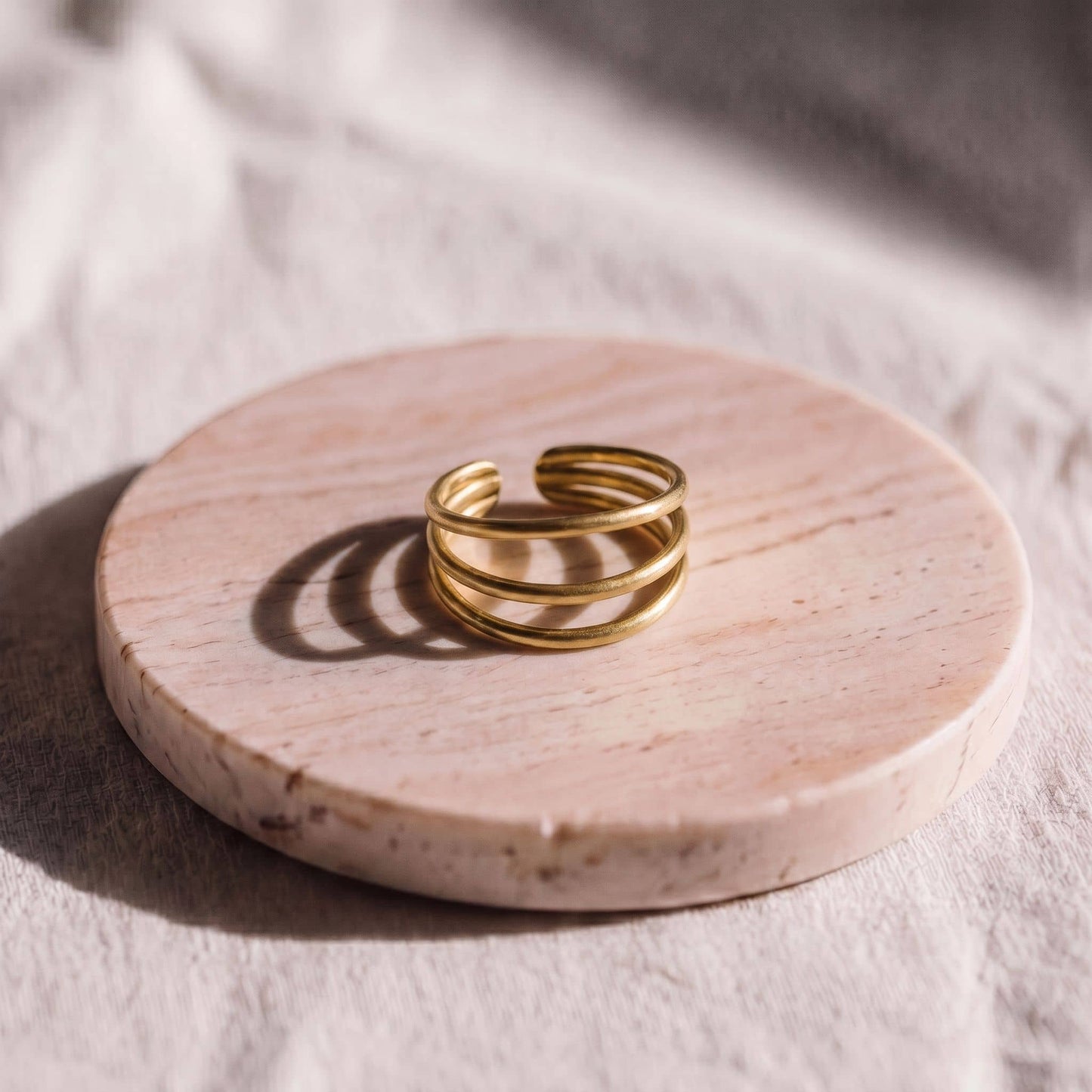 Brass Open Tripple-Stacked Ring | Lana Ecodunia
