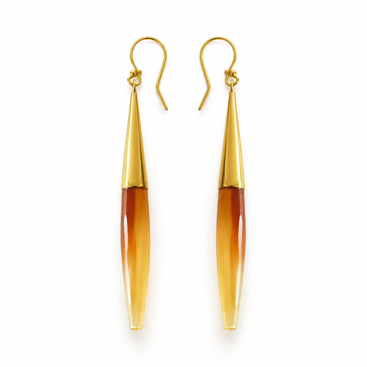 Brass and Brown Horn Spike Drop Earrings | Luna - EcoDunia #color_brown
