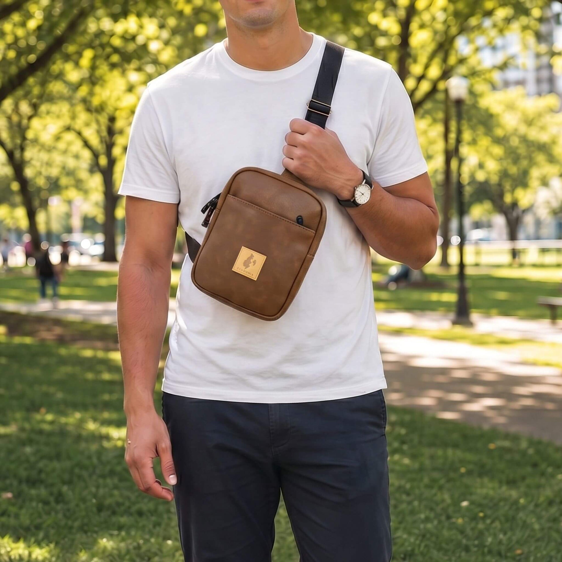 Rozi Vegan Leather Crossbody Bag 2L - EcoDunia #color_brown