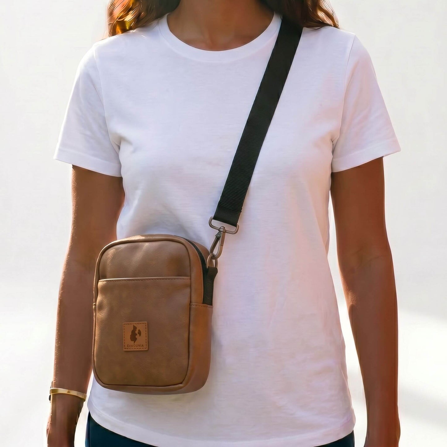Rozi Vegan Leather Crossbody Bag 2L #color_dark-tan