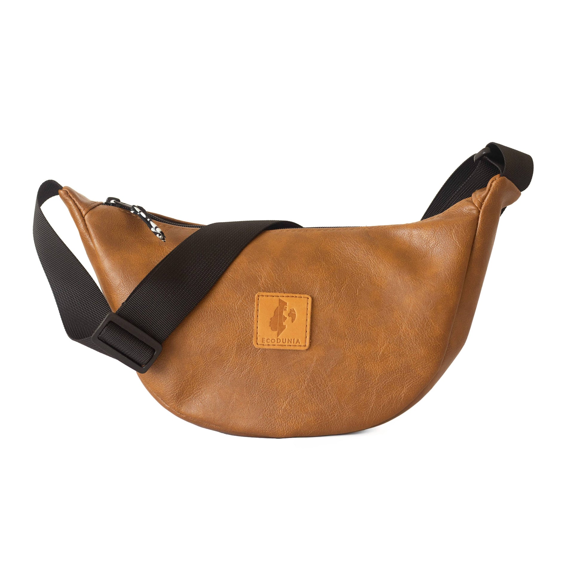 Round Mini Vegan Leather Crossbody Shoulder Bag #color_brown